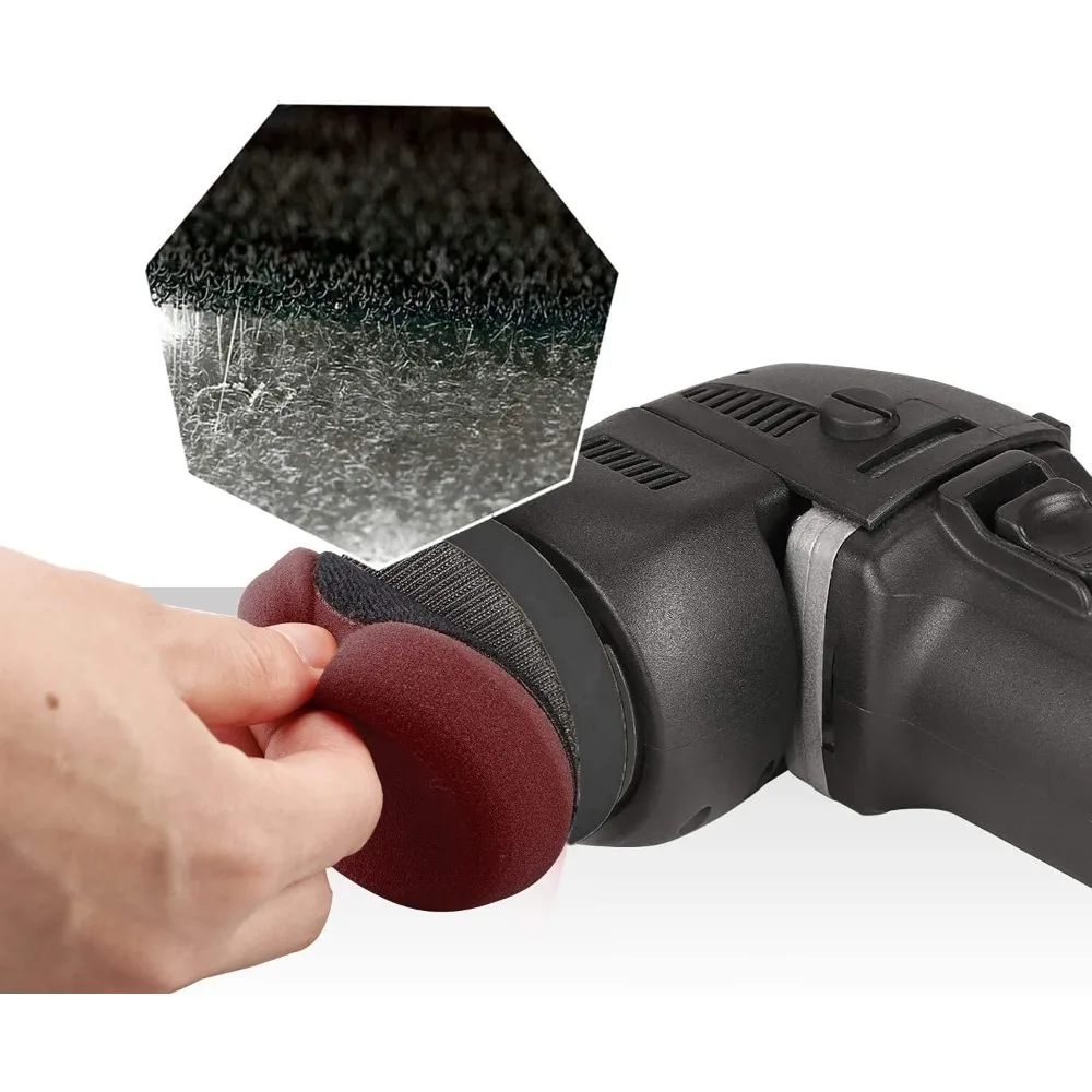 ملمع مداري صغير - 3 بوصة 10 مم/780 وات متغير السرعة مزدوج الحركة مع وسادات تلميع وأقراص الصنفرة وتكييف الوسادة Br #5