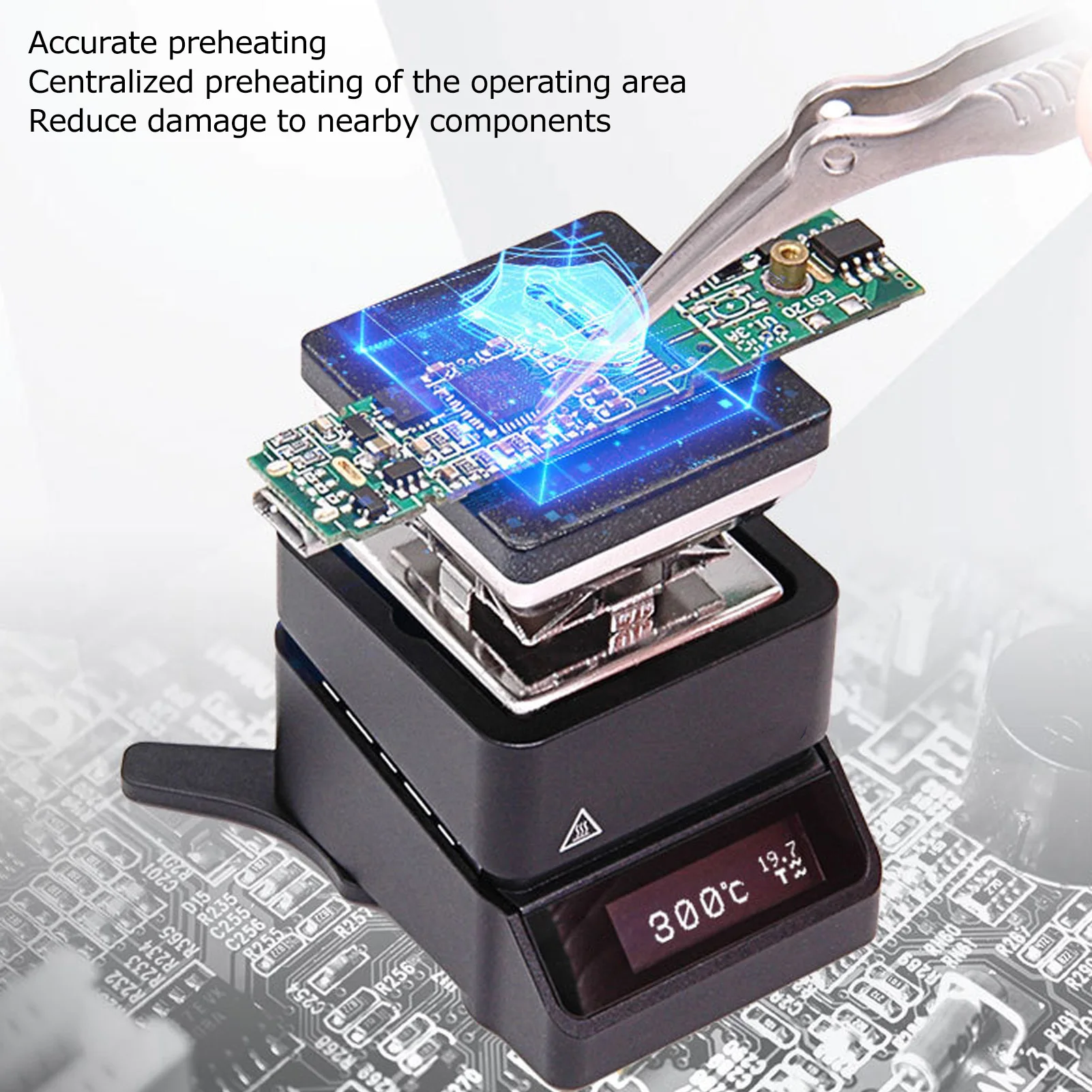 Mini Rework Welding Heater Mini Hot Plate Preheating Station Adjustable Constant Temperature Rework Preheater  60W