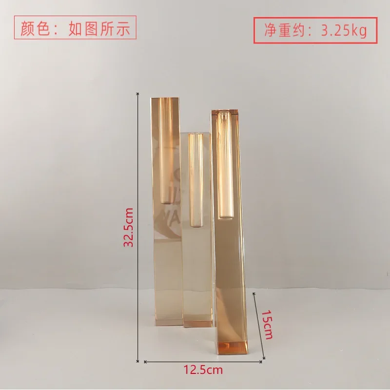Florero de cristal largo geométrico creativo nórdico de tres agujeros adornos decorativos sala de estar dormitorio entrada hotel accesorios para el hogar