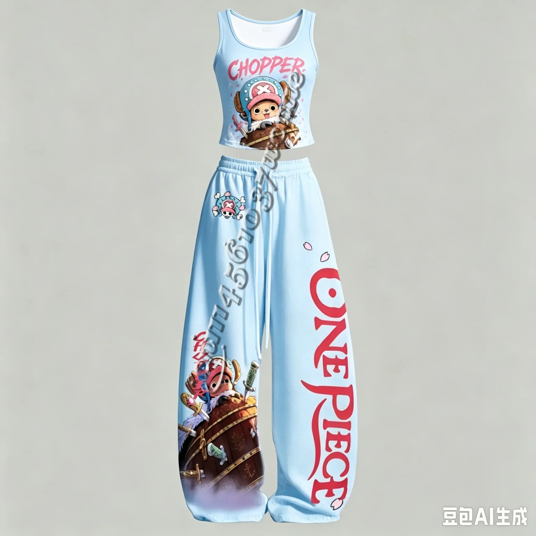 26/27 One Piece Luffy Zoro Robin Serie Charakter-Tanktop und Weite-Hosen-Set, Unisex Anime-Peripherie-Outfit für die Familie – Detail 10