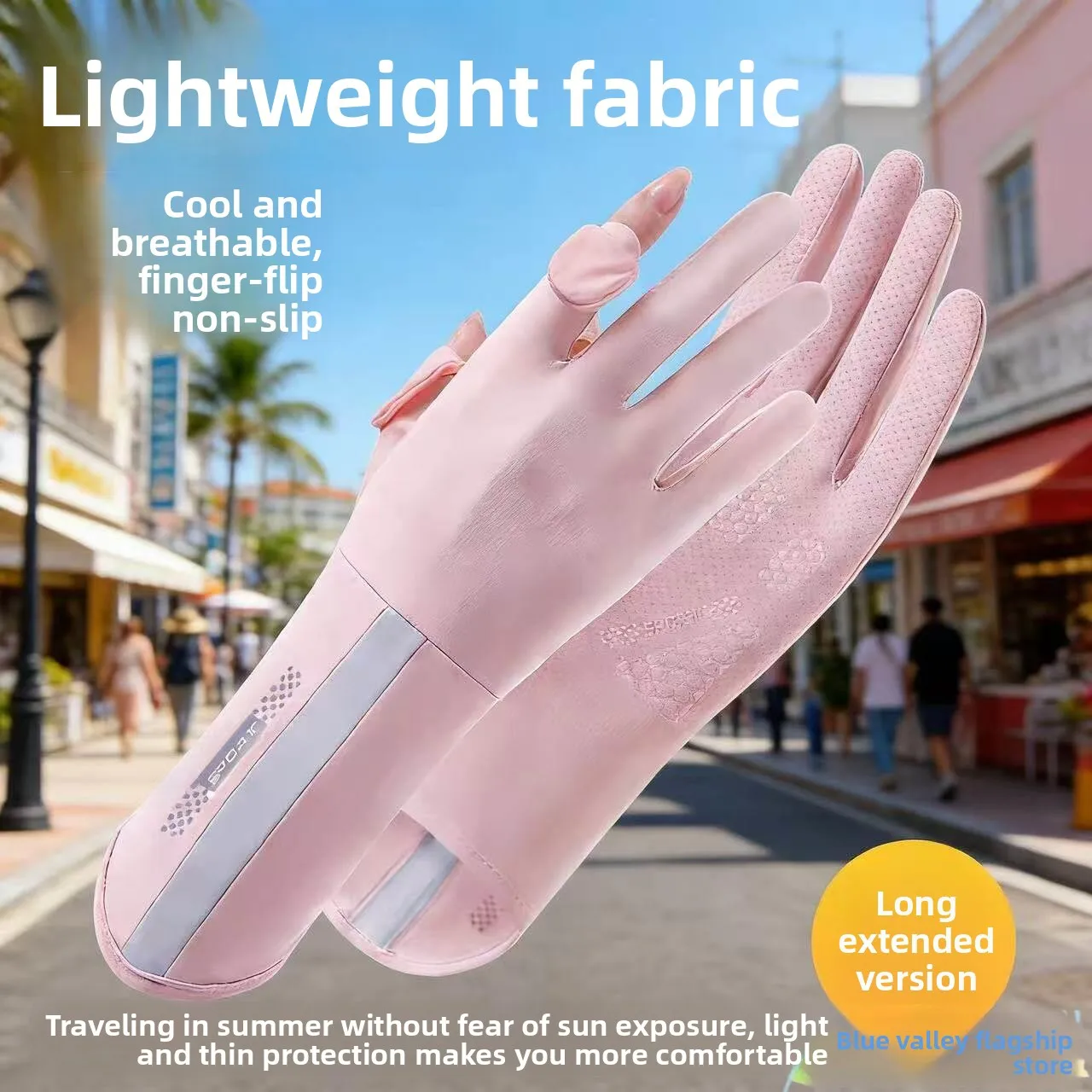 

Тонкие перчатки из ледяного шелка для защиты от солнца для женщин, для езды на велосипеде и вождения автомобиля, совместимые с сенсорными экранами, длинные, без пальцев.