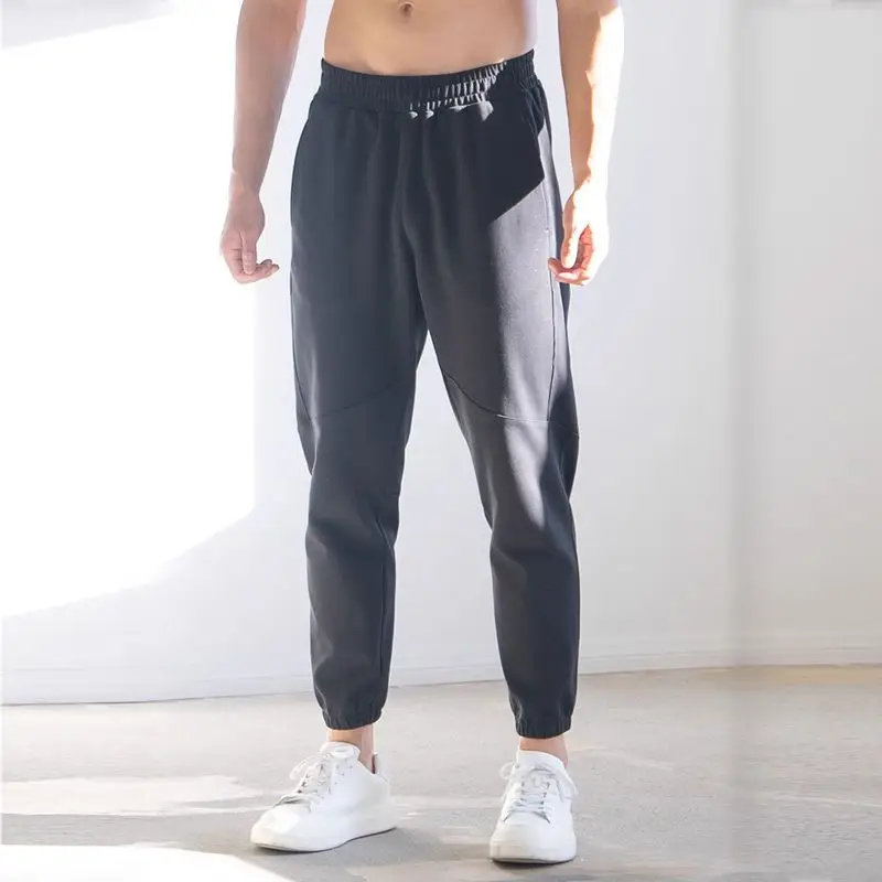 Mens Retro US Style Bundled Foot Casual Sports Pants Autumn Winter Straight Leg Elastic HK Trendy Trousers