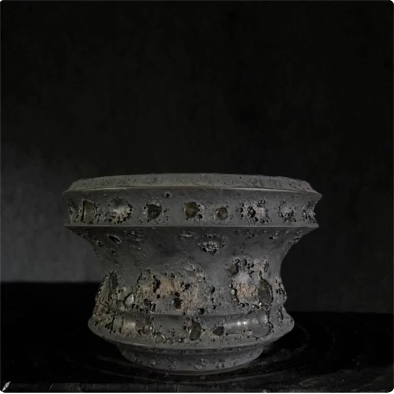 Dark Gold Bubble Glazed Porcelain Root Crops Pot,Middle Size,Pachypodium Agave Cactuses Plant Pot,Flower Vase,Bonsai Plant Pot