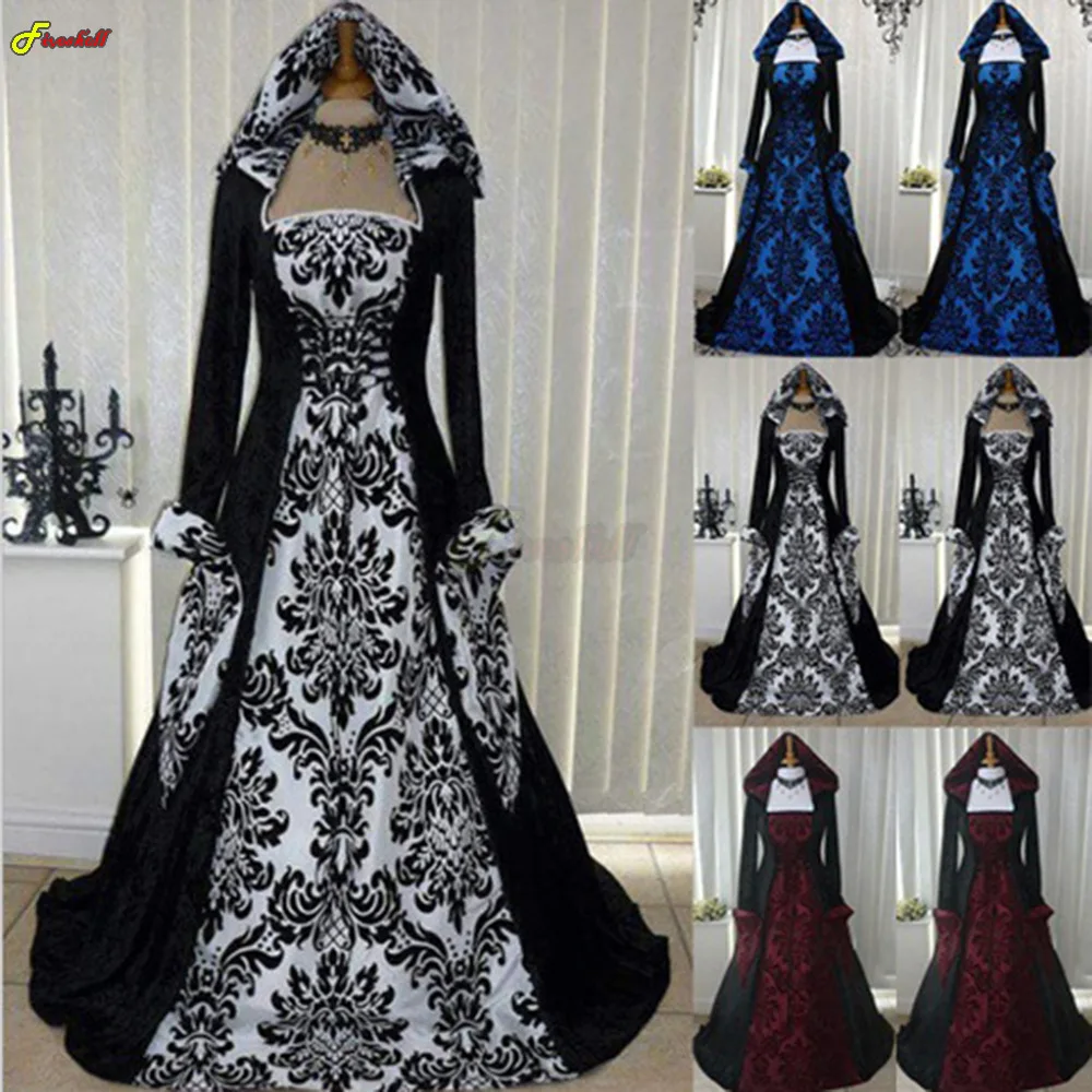 

Women Halloween Costume Wicca Witch Halloween Medieval Steampunk Dress Adult Maxi Size Scary Cosplay Gothic New Wizard Vestidos