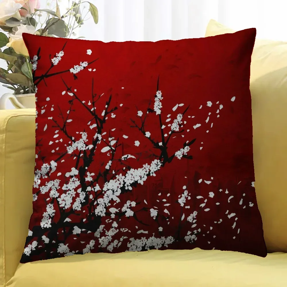 Cushion Cover 45x45 Cushions Covers Japanese Cherry Decorative Pillowcases Covers for Bed Pillows Home Decor Pillowcase 45*45