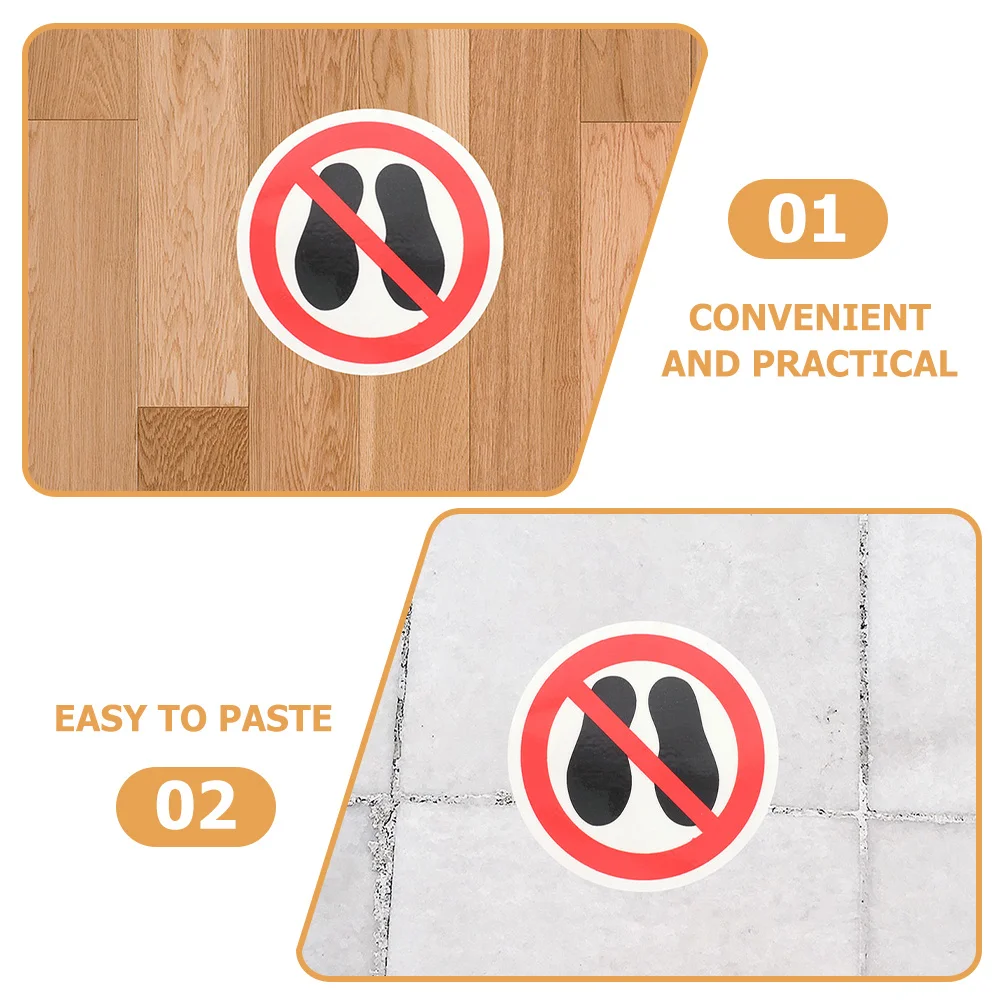 No Step Here Warning Decal Round Sticker Highly Visible Safety Sign for Malls Parks Easy to Paste Long Term Use