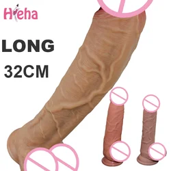 Big Dildo Erotic Soft Double-layer Silicone Long Dildos Realistic Penis Suction Cup Dick for Anal Orgasm Adult Sex Toy for Woman