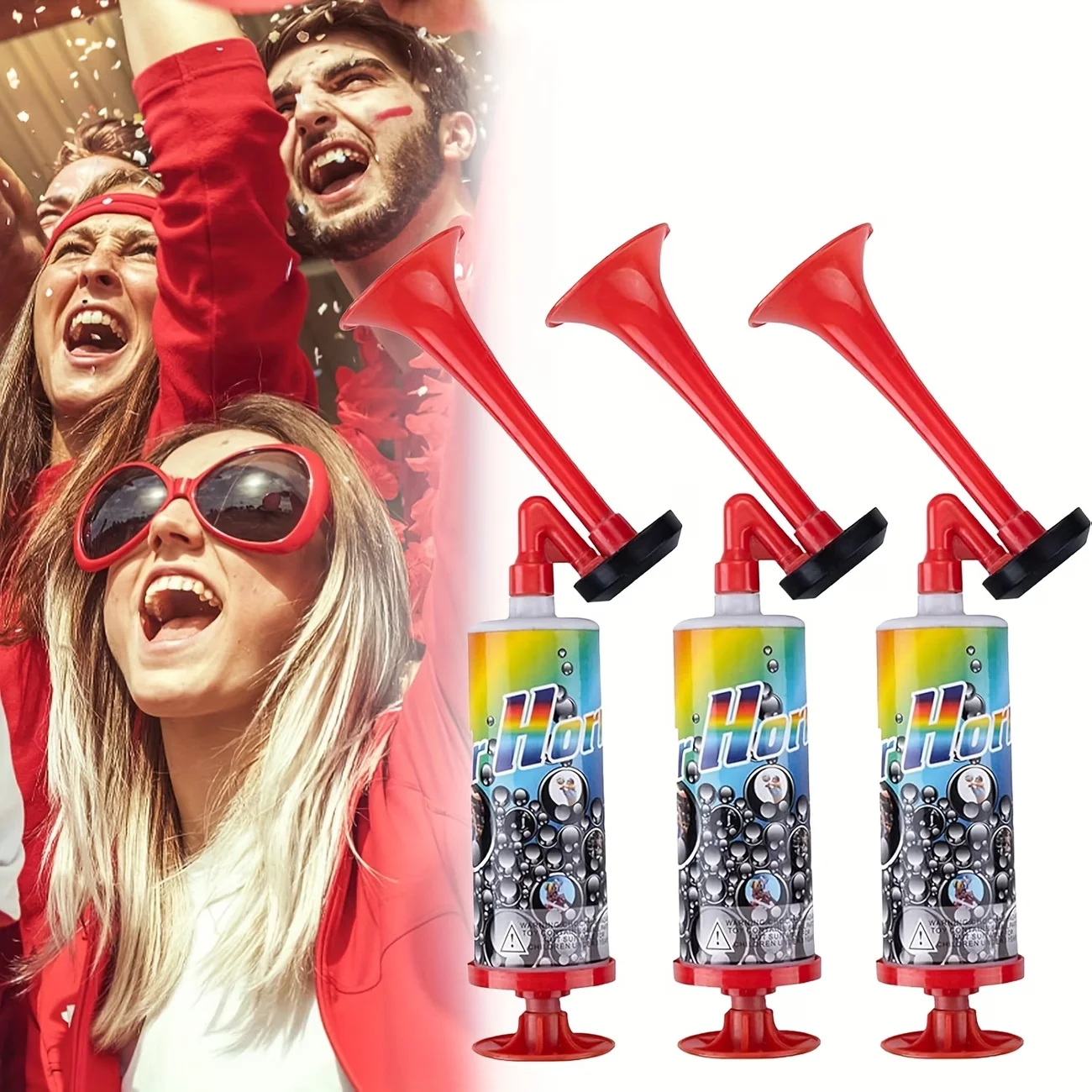 

3Pcs Handheld Cheer Horn Reusable Portable Manual Horn for Sports Event Cheering