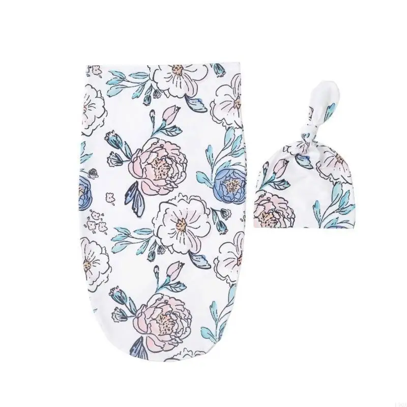 D5qa bebê swaddle cobertor chapéu roupas swaddling wrap recém-nascido fotografia adereços