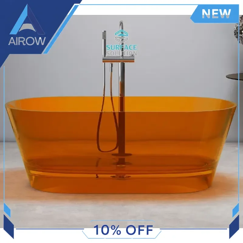 for Modern Freestanding Bathtub Solid Surface Resin Stone Transparent Acrylic Soaking Tub Custom Design Bathroom Fixture