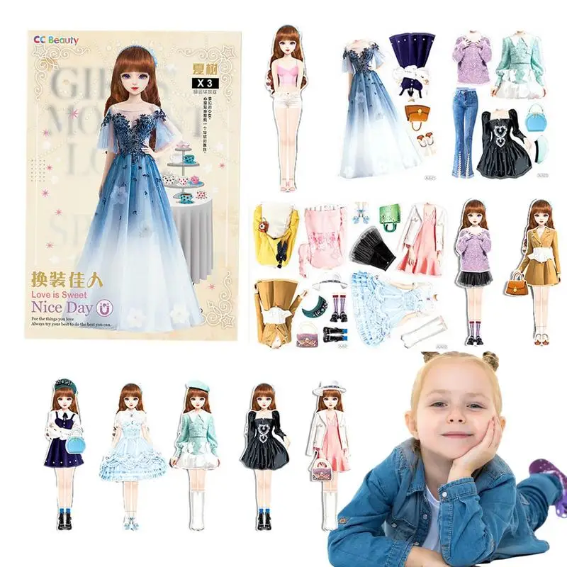 Dress Up Dolls Magnetic Princess Dress Up Paper Doll Comfortable Grip Pretend And Play Travel Playset Toy Educational Gift For