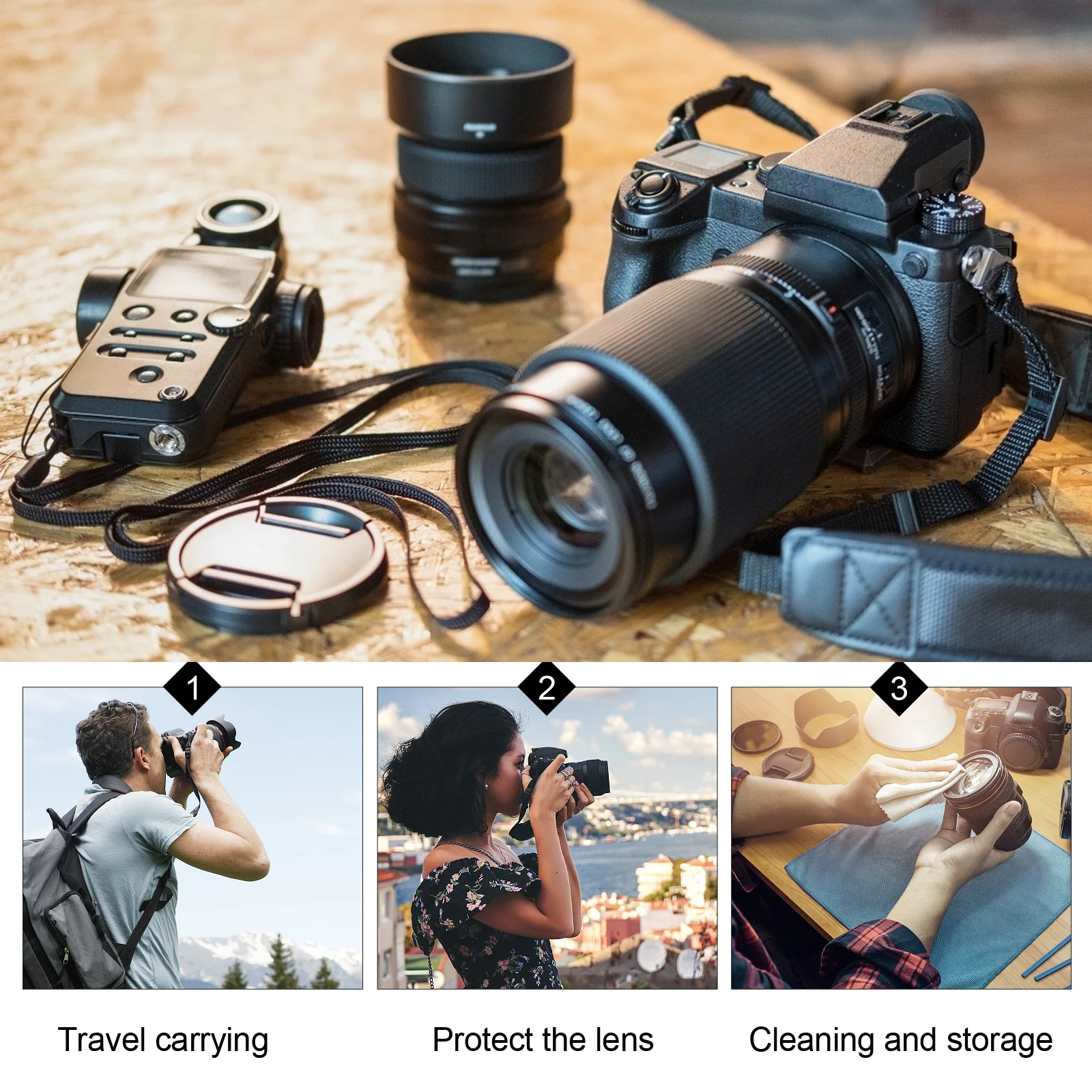 

2 PCS Lens Bag Padded Camera Pouch Protector Storage Handbag Protective Inner Organizer Flexible