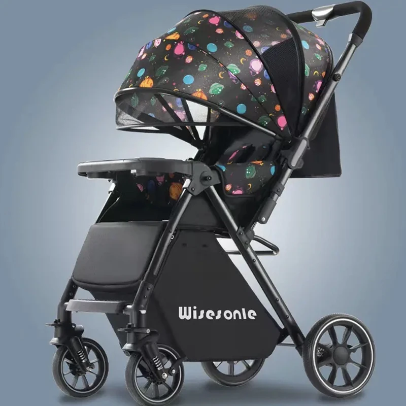 Baby Stroller Lightweight Full-covered Can Be Sitting or Lying Breathable High Landscape Two-way Shock Absorption Stroller