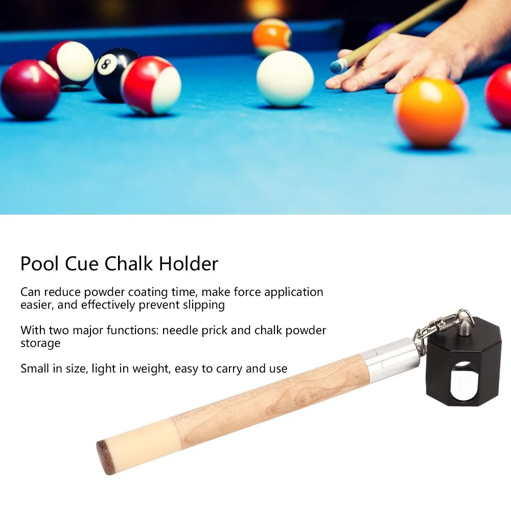 Compact Pool Cue Chalk Holder 2 in 1 Wood and Metal Billiard Chalk Box Chalk Holder Design Tip Pricker Function Cue Tip Pricker