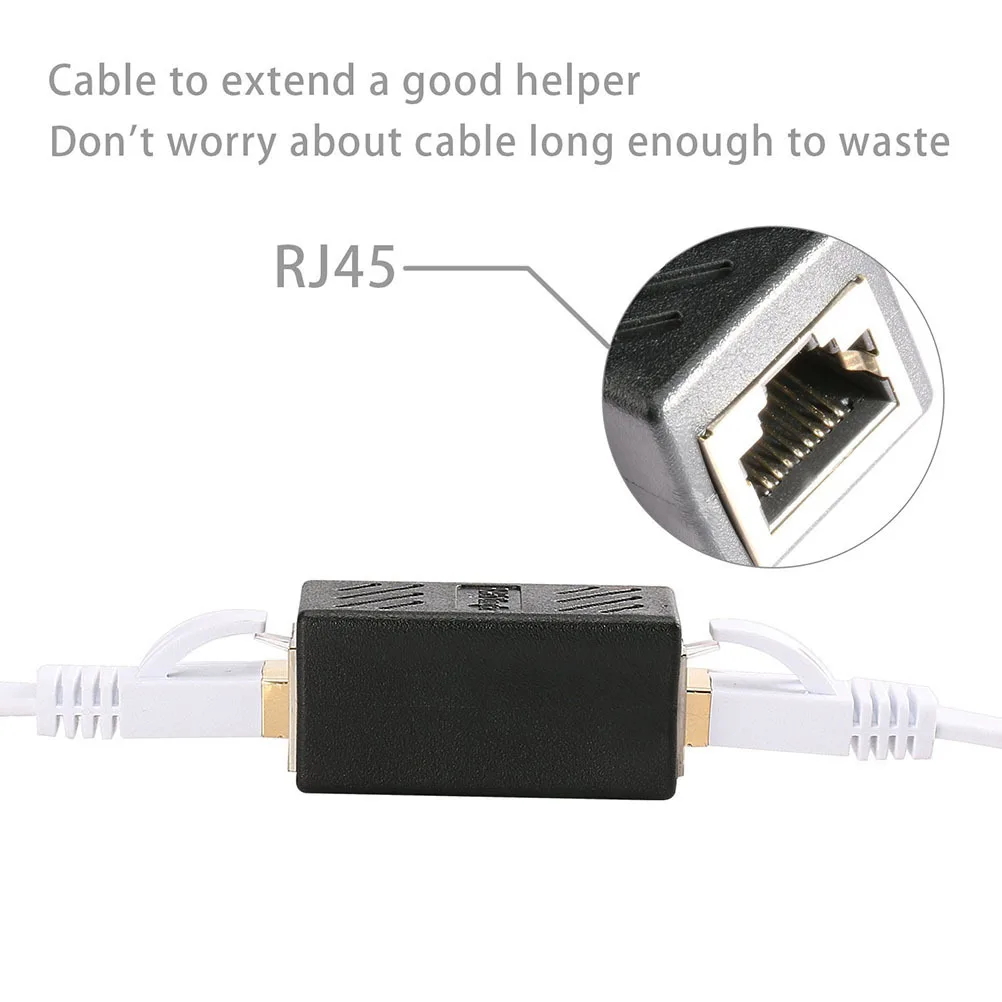 

5Pcs Ethernet Cable Connectors Inline Shielded Rj45 Coupler for Cat5e Cat6 Cat7 Female to Female Adapter Extender Black
