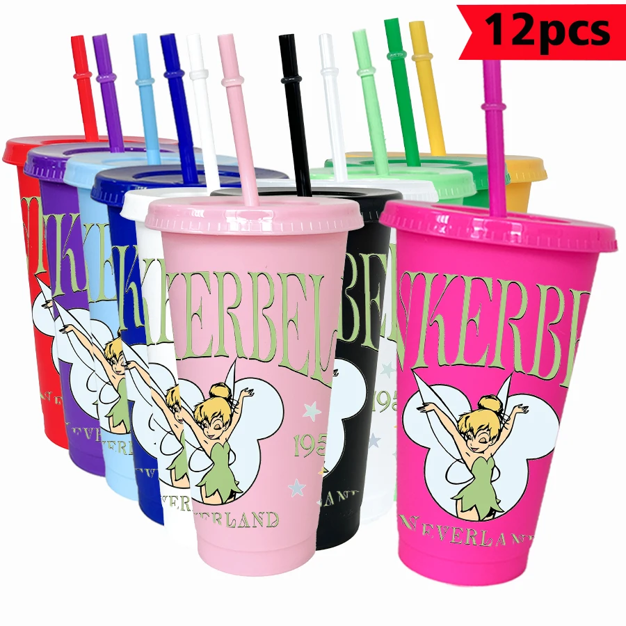 

12Pcs/pack Disney Peter Pan Fairy 26oz Colored Plastic Tumbler Birthday Party Drinking Utensils Juice Coffee Mug