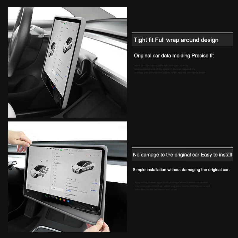 For Tesla Model 3/Y 2021-2023 Screen Protective Frame Non-Slip Pad Card Limiter Silicone Cup Holder Glasses Case Phone Holder