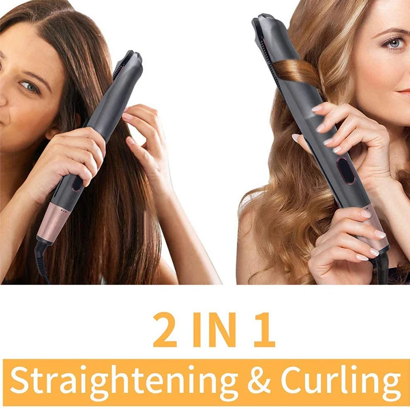 2-In-1 Hair Straightener Iron Flat Curling Iron, Curling Iron Tourmaline Ceramic Twisted Flat Iron