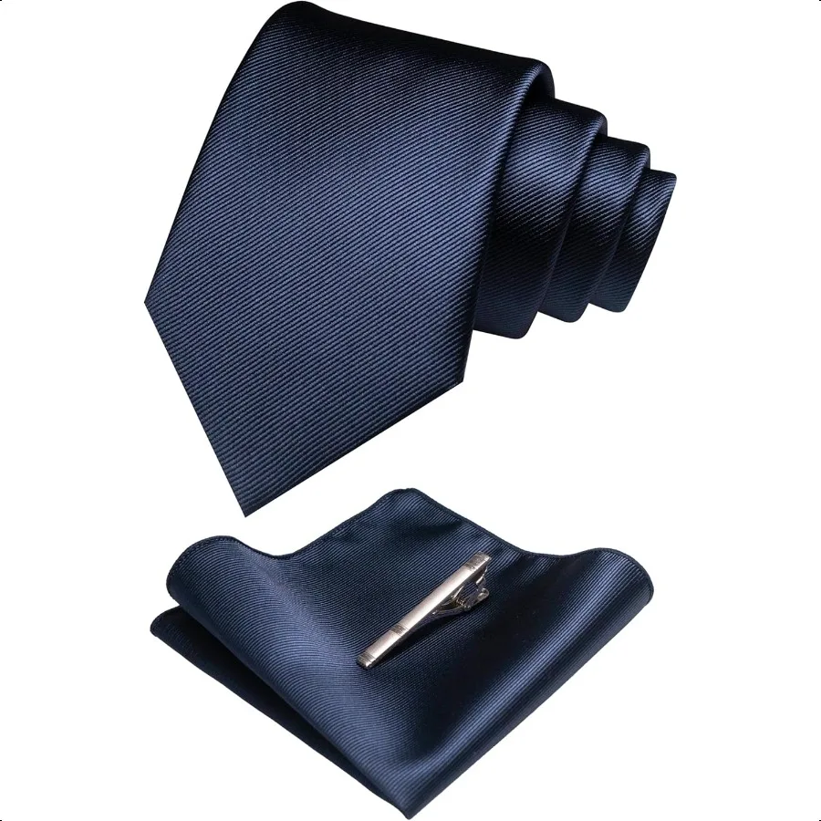

Solid Color Formal Necktie and Pocket Square Tie Clip Sets for Men