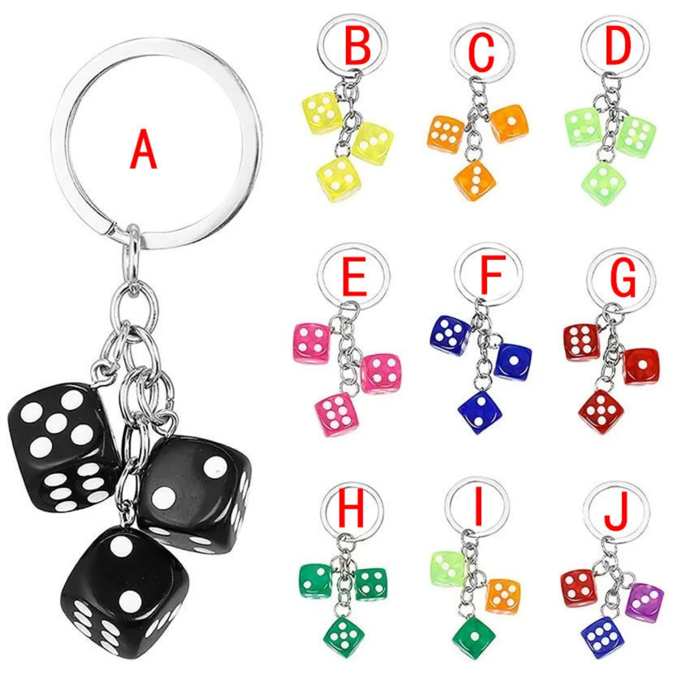 Creative Resin Dice-shaped Keychain Portable Bag Charm Pencil Accessory Pendant Fashionable Key Holder