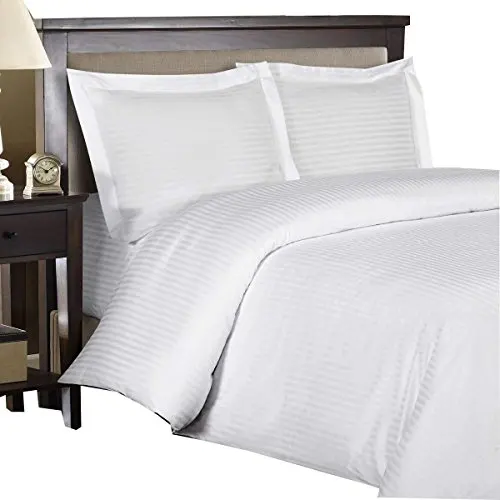 Cotton-Blend King Duvet Covers Wrinkle-Free Soft Cool and Breathable - Striped 650 Thread-Count 3 Piece Duvet Cover