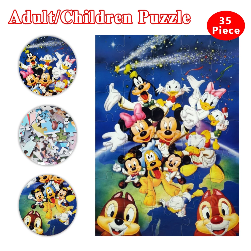 Teka-teki Gambar Disney Mickey Minnie Mouse Donald Duck Puzzle 300/500/1000 Buah Mainan Edukasi untuk Hadiah Permainan Anak-anak