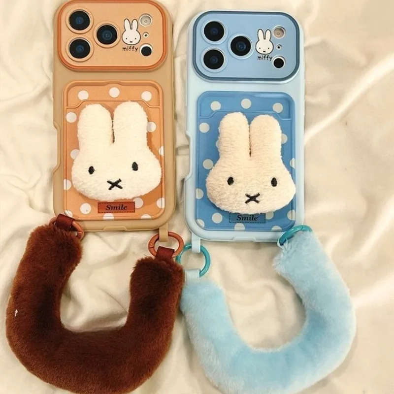 Cartoon Kawaii New Style Applicable Apple Anti-fall Mobile Phone Case Fashion All Inclusive Lanyard Good Feel Card Holder Miffy