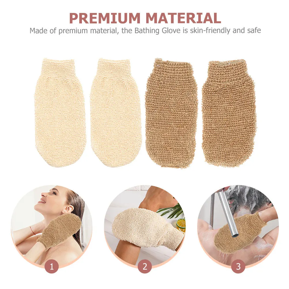 

4Pcs Exfoliating Bath Gloves Skin-Friendly Comfortable Elastic Sleeve Deep Cleansing Body Scrubbing Bath Supplies