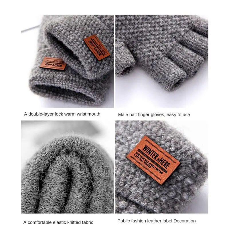 قفازات نصف إصبع للرجال والنساء ، دافئة وباردة ، تسرب خمسة أصابع ، صوف محبوك ، الطلاب ، الإناث ، الطلاب ، الشتاء