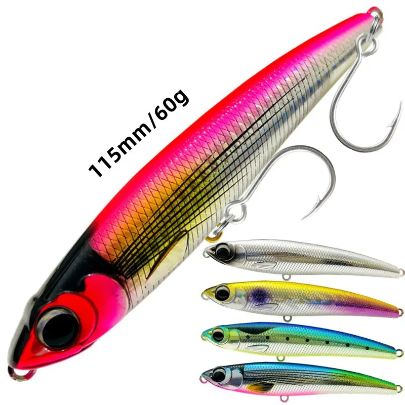 110mm 60g Sinking Pencil Fishing Lure Big Game Artificial Hard Bait 5X Hook for GT Tuna Sea Fishing Lures 