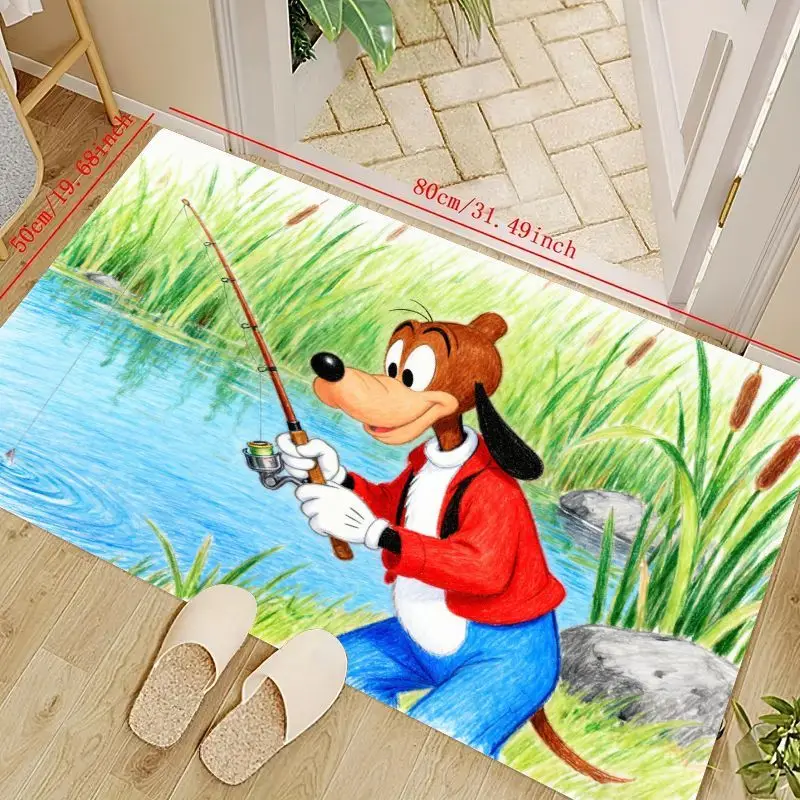 

Коврик для пола с героями мультфильмов Disney Goofy Fishing, коврик с яркими персонажами для детской комнаты, декора гостиной и спальни, мягкий нескользящий коврик
