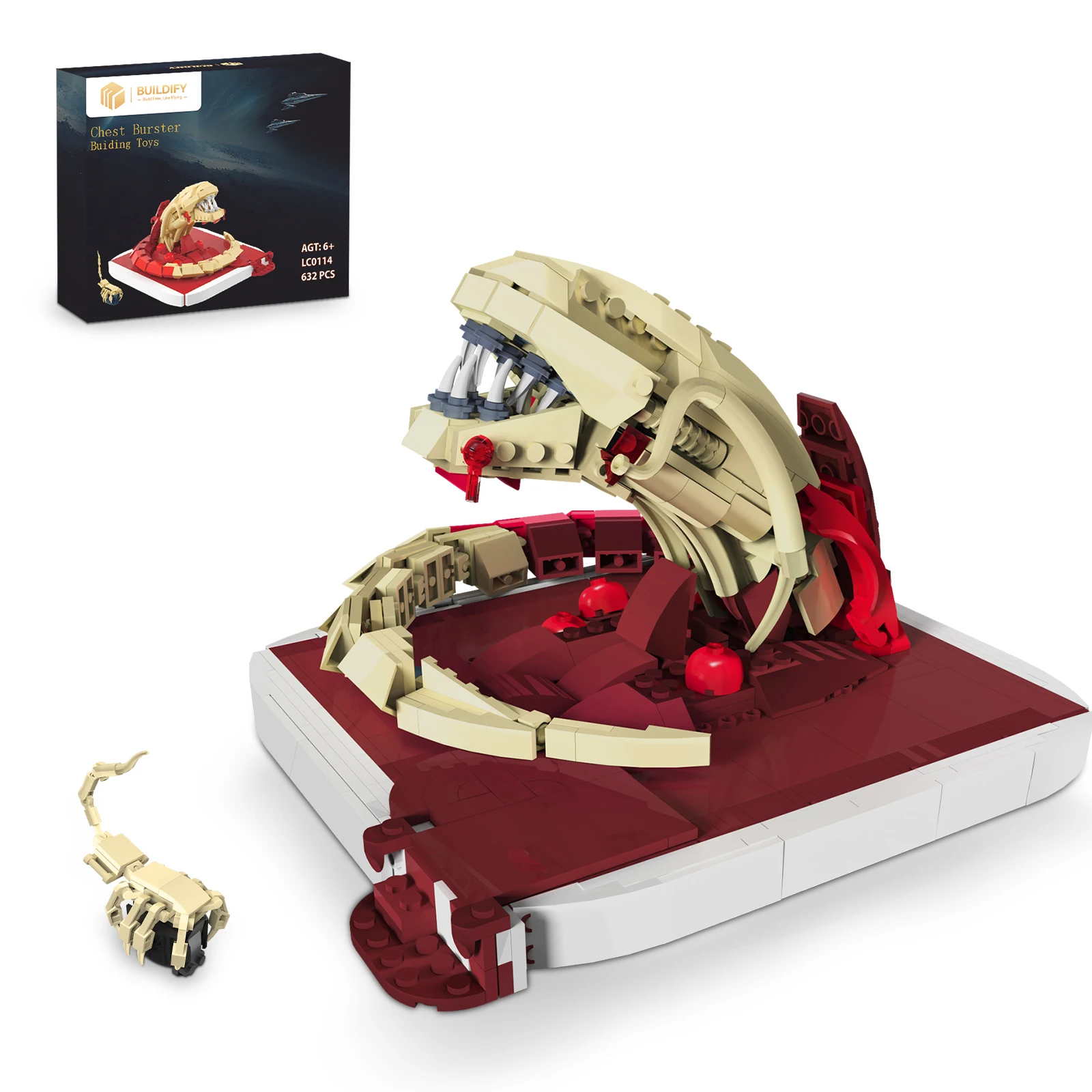 

Chestburster Building Blocks Set - Xenomorph Collectible Series | Alien Model Kit, Great for Birthday Gifts & Desktop Display