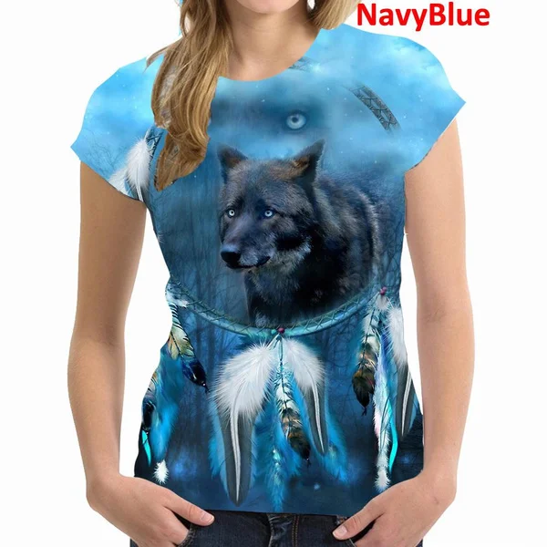 Native Wolf 3D Printed T-shirt Casual Sports Short Sleeved T Shirt Pullover shirt Hip Hop Popular Streetwear Women Clothing