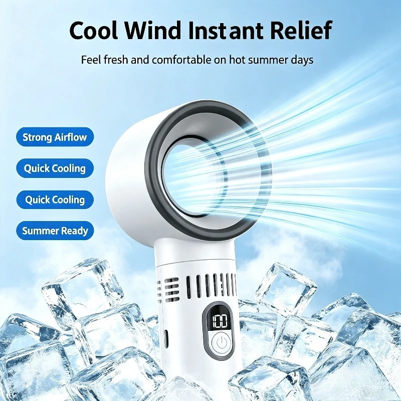 100 Level Bladeless Fan Intelligent Digital Display High-speed Bladeless Portable USB Charging High Wind Power Home 2026 New