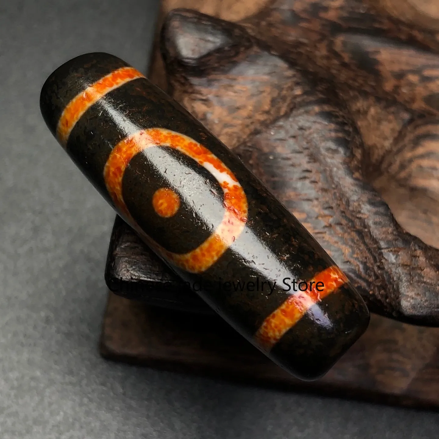 Rare Tibetan Buddhism Agate Heaven Earth Dzi Bead Amulet Necklace Pendant Z3261