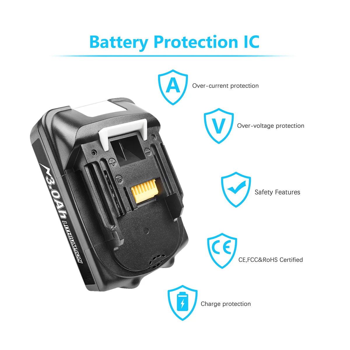 Turpow BL1815 3000mAh Li-ion Battery for Makita 18V BL1860 BL1840 BL1850 BL1830 LXT 400 Power Tools Batteries Rechargeable