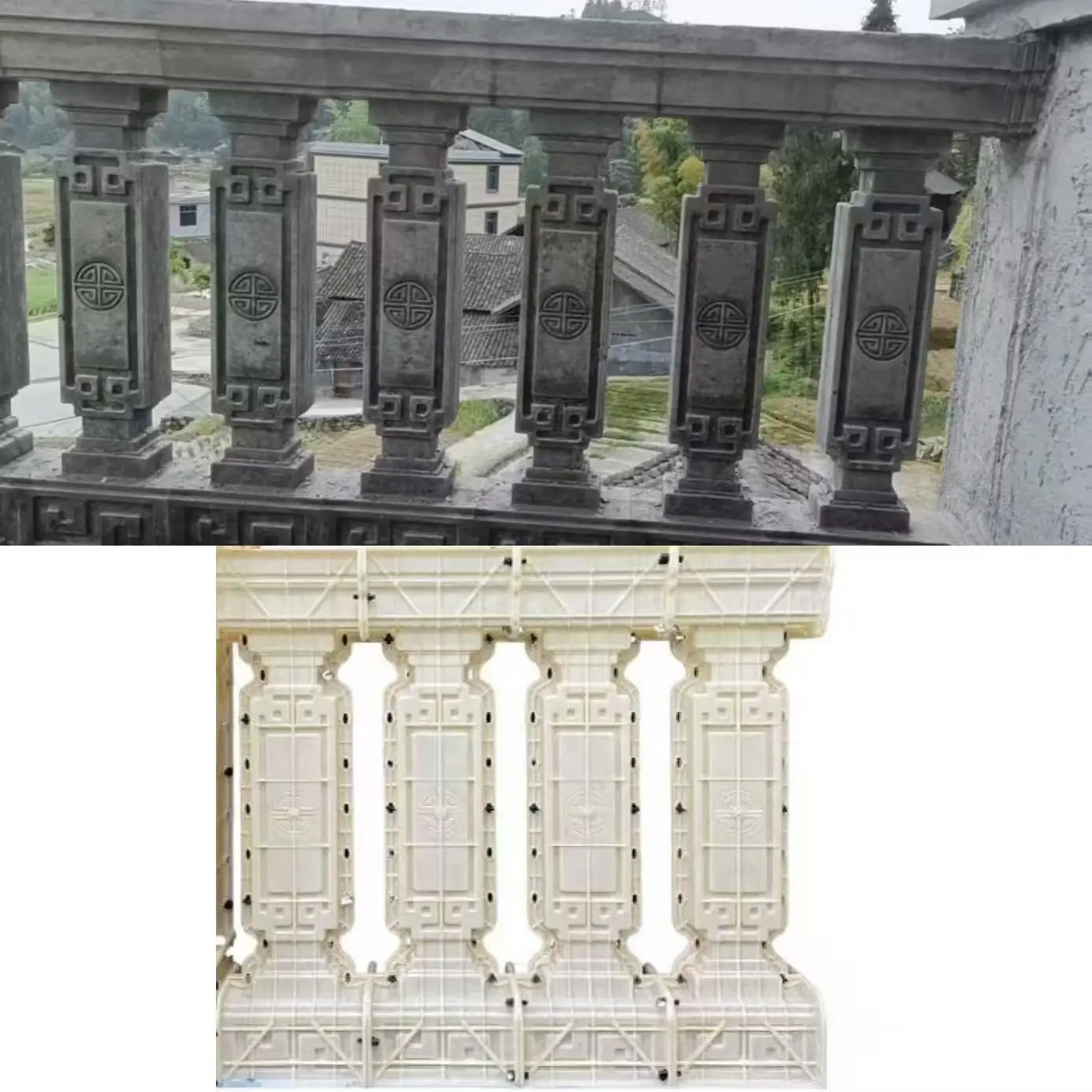 Бытовые 1-метровые формы для перил с персонажами Фу в китайском стиле, специально для бетона и цемента, легко демонтируемые, с антипригарным покрытием, одноразовое формовочное, простое в использовании, необходимое для украшения забора двора и виллы