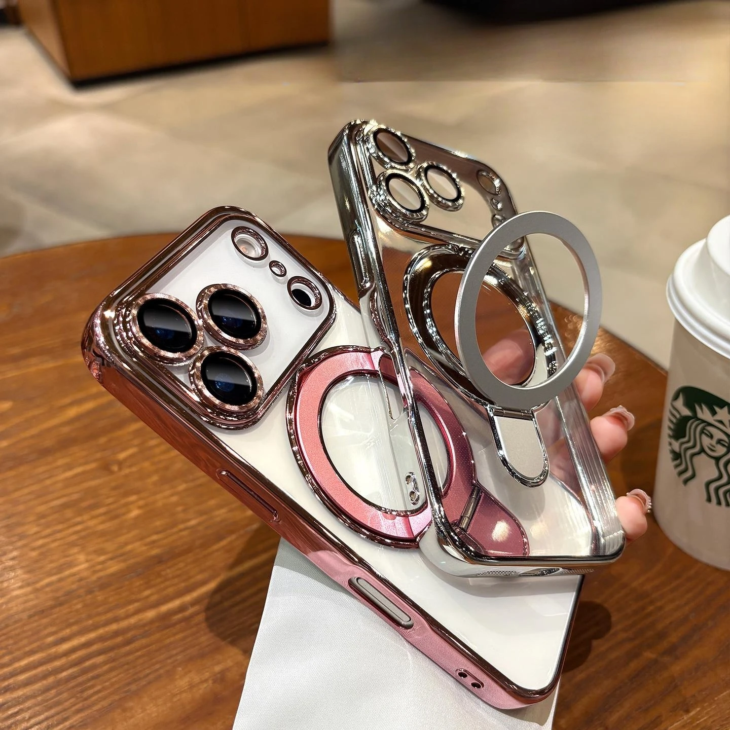 Para iphone 17 Air funda chapada Magsafe funda con soporte magnético para iPhone 17 16 Pro 13 12 Max 15 14 16 Plus 17PRO transparente Cove