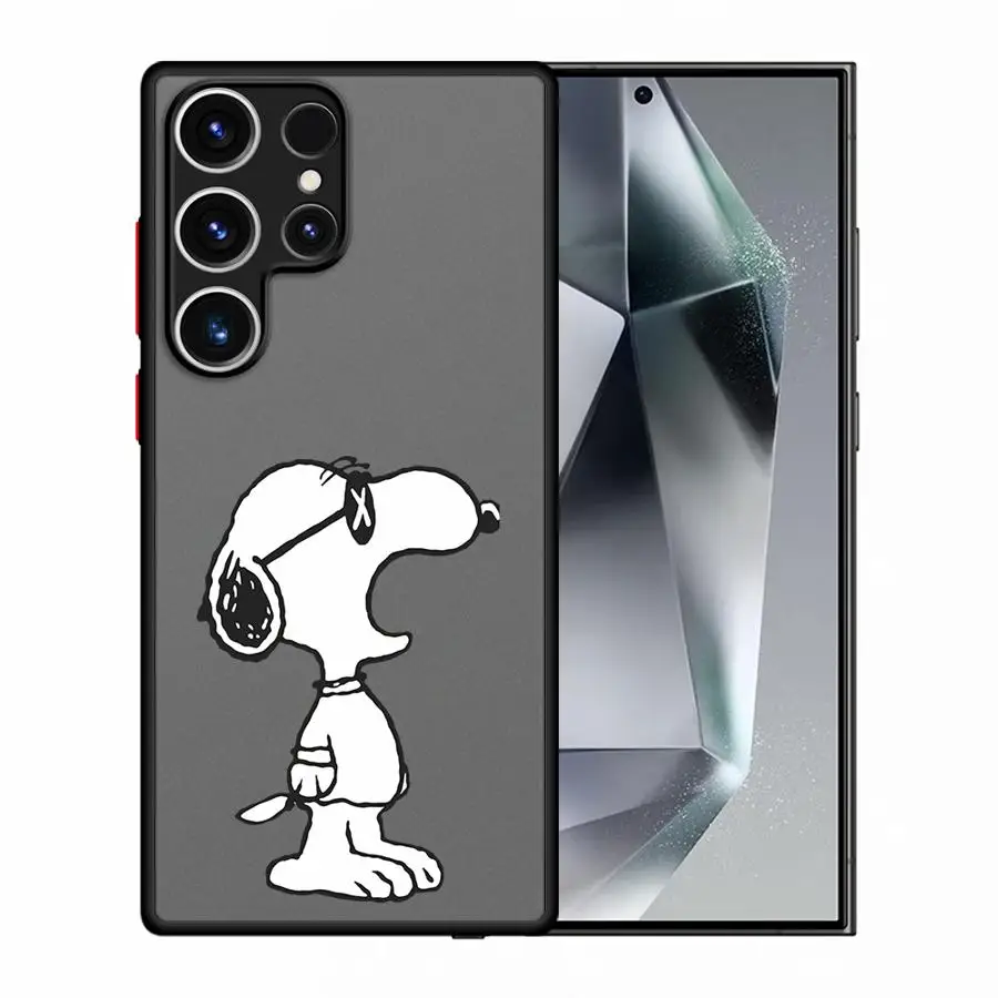 حافظة بحافة سوداء لهاتف سامسونج جالاكسي S23 الترا S24 FE S10 S20 S22 Plus S25 Edge S9 S21 جرو كرتوني لطيف #6