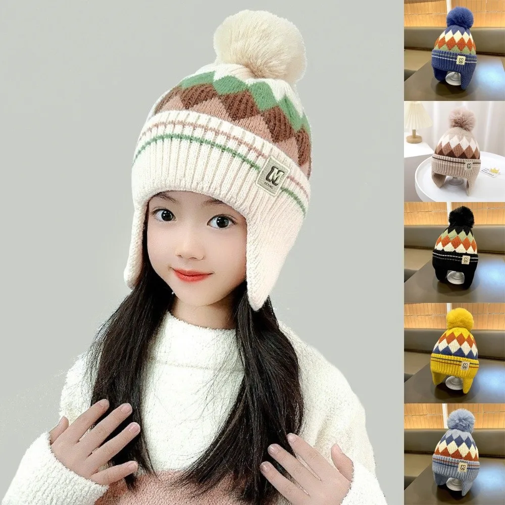 

New Warm Knitted Hat Windproof Coldproof Ear Protection Hat Pullover Cap for 2-6Y