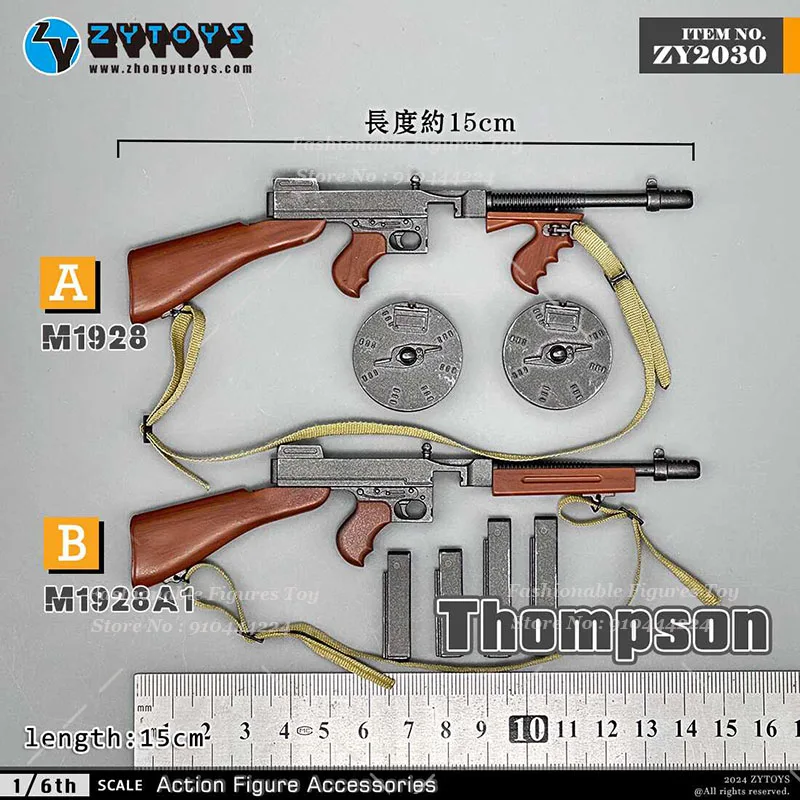 ZYTOYS ZY2030 1/6 Scale Weapon Thompson Submachinegun Tommy Gun M1928 Plastics Battle Model Fit 12\