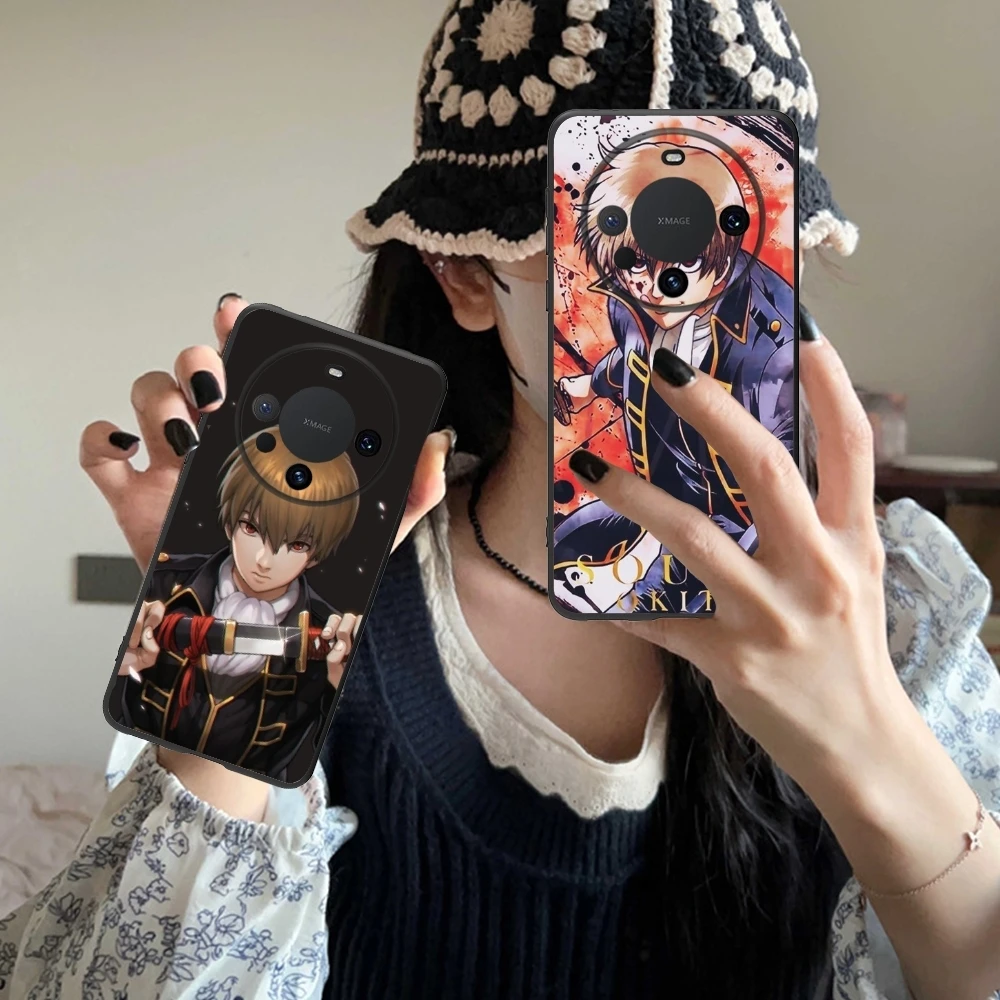 Sougo Okita Painting Mobile Cell Phone Case for Huawei Mate 60 50 40 30 20 10 Pro Plus Lite E 5G Black Soft Phone Cover Shell