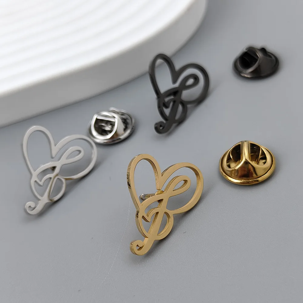 Simple Musical Note Shape Brooch Gold Black Silvery Brooches for Men Concert Jewelry Musician Lapel Pins Gifts