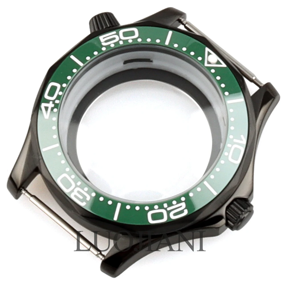 

Black 41mm NH35 Watch Case Men Waterproof Watch Parts Fit Seamaster 300 Seiko NH35 NH36 Auto Movement 31MM Dial Stainless Steel