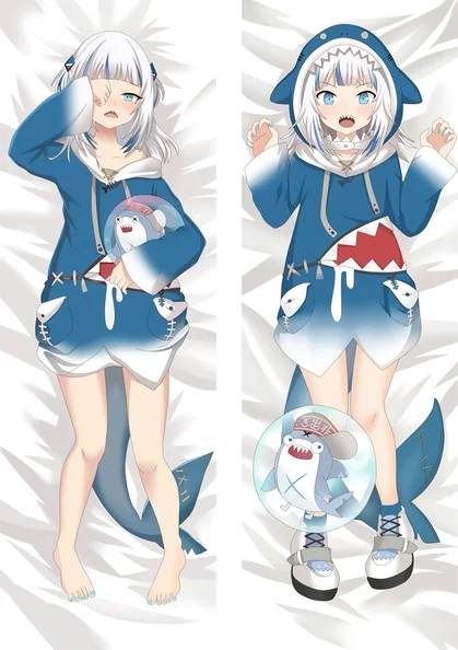 

60x180cm Anime Hololive VTuber Gawr Gura Dakimakura Pillow Case Body Hugging Cushion Cover Bedding Decorate