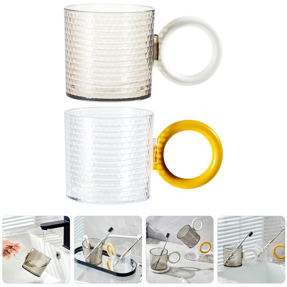 

2Pcs Toothbrush Cup Bathroom Mouthwash Tumbler Reusable Wide Use Storage Holder Drinking Cups for Home Travel Office School