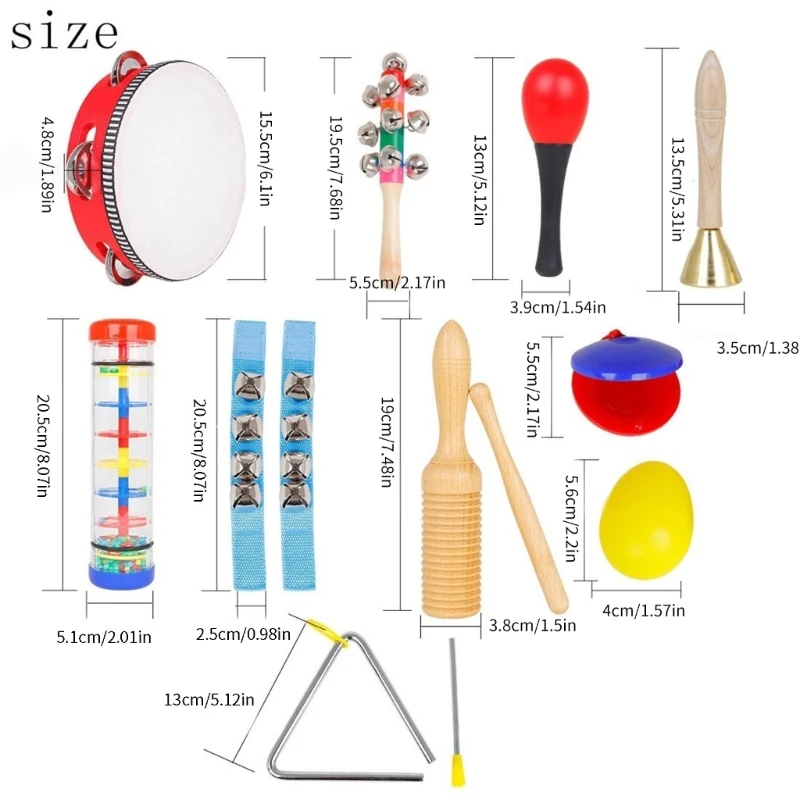 10 unidades instrumentos percussão para crianças Orff percussões para educação pré-escolar