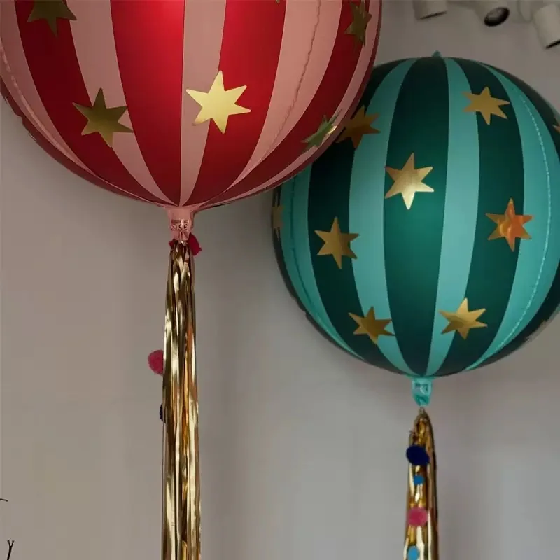 22 inch 4D striped star aluminum film balloon with red, blue, pink, and green spheres that can float in the air for Christmas an - Image 2