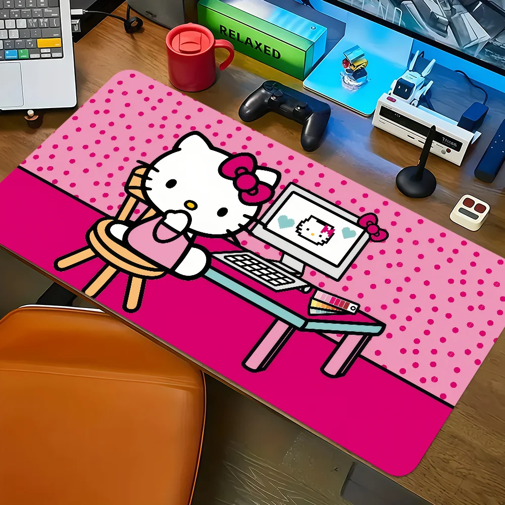 

Мультяшный милый котик Hello Kitty SRO: Нескользящий коврик для мыши с прошитыми краями, утолщенный, большой, комфортный, для офиса и учебы