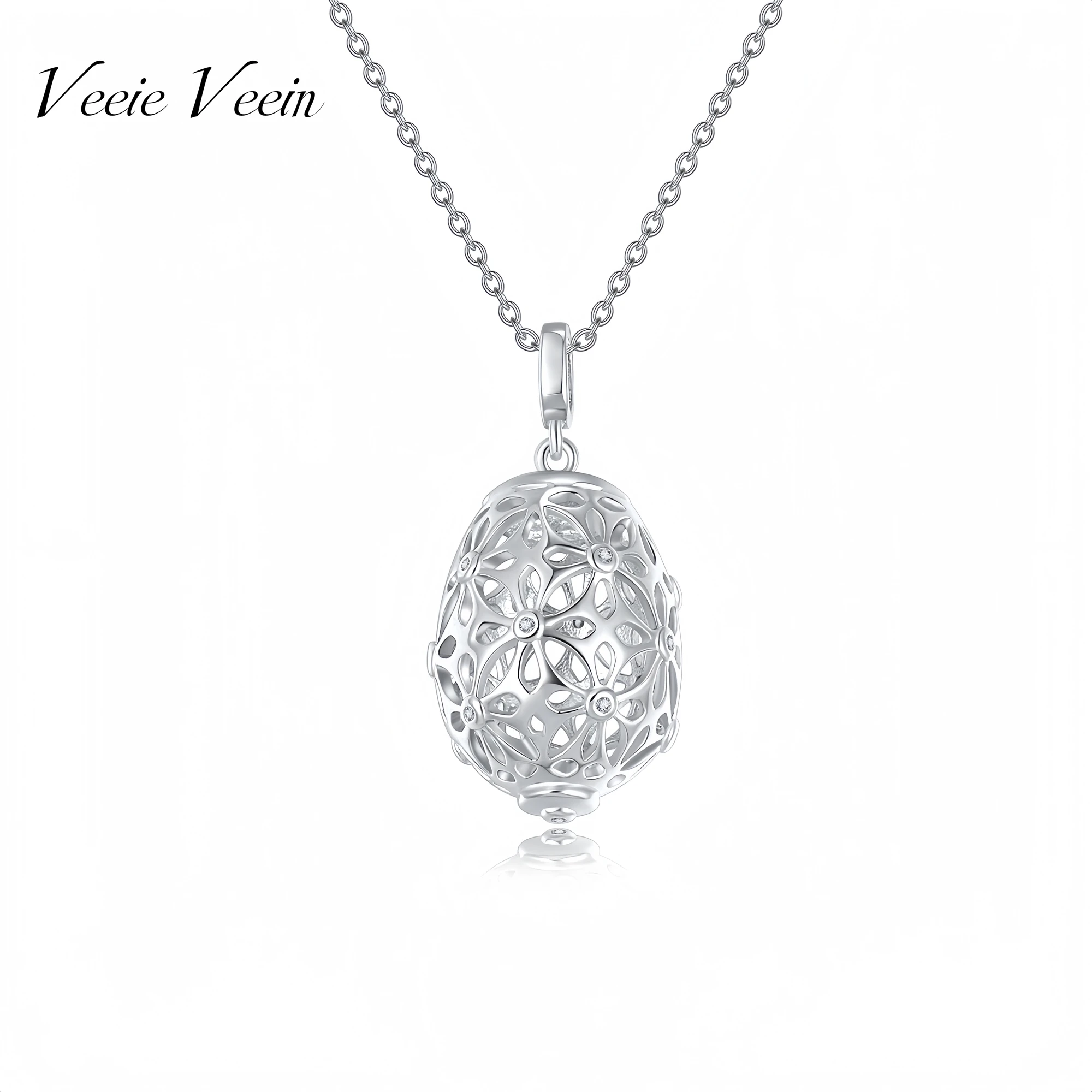 

Veeie Veein Luxury Brand S925 Sterling Silver Moissanite Necklace Spherical Rotating Pendant Pendant For Women Necklace Jewelry